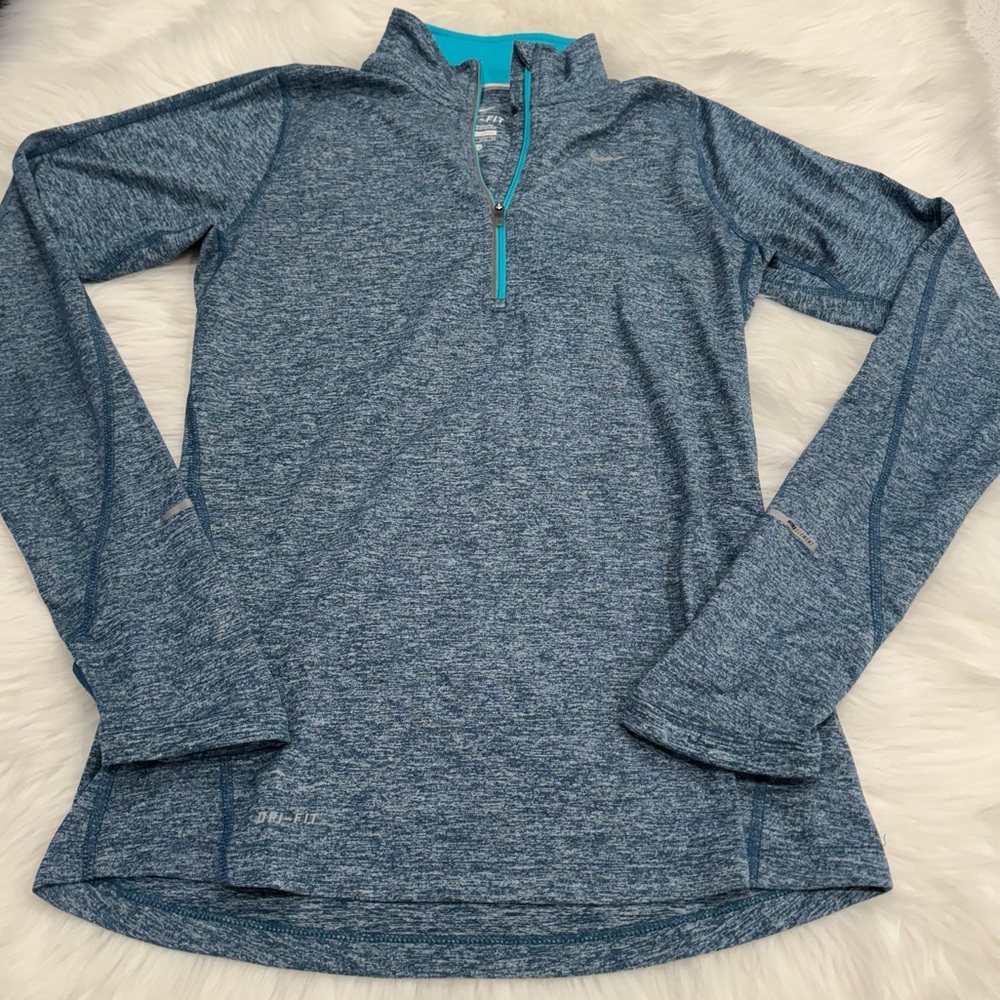Nike Dri-Fit Long Sleeve Quarter Zip Pullover Running Top XS Blue
